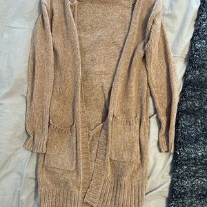 Salmon, colored cardigan long with pockets